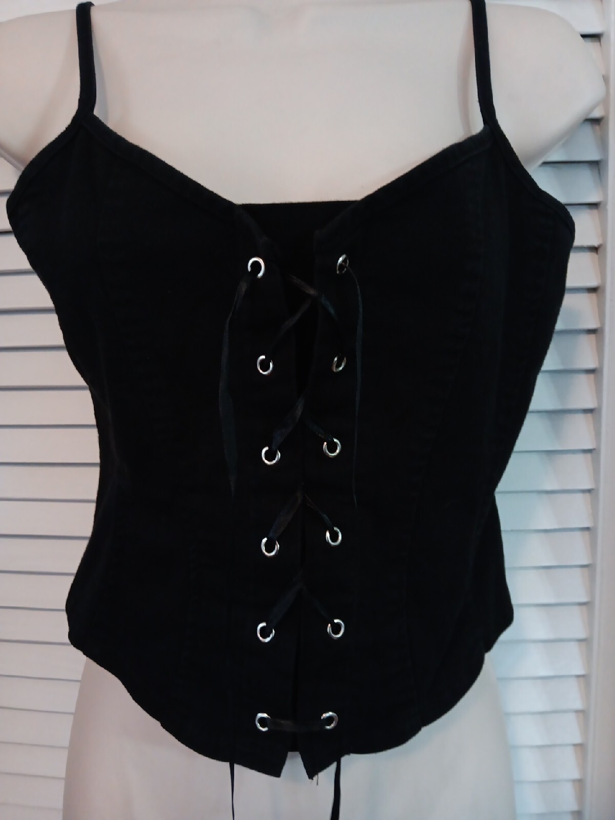 Vintage Black Laceup Corset Cami Sz S