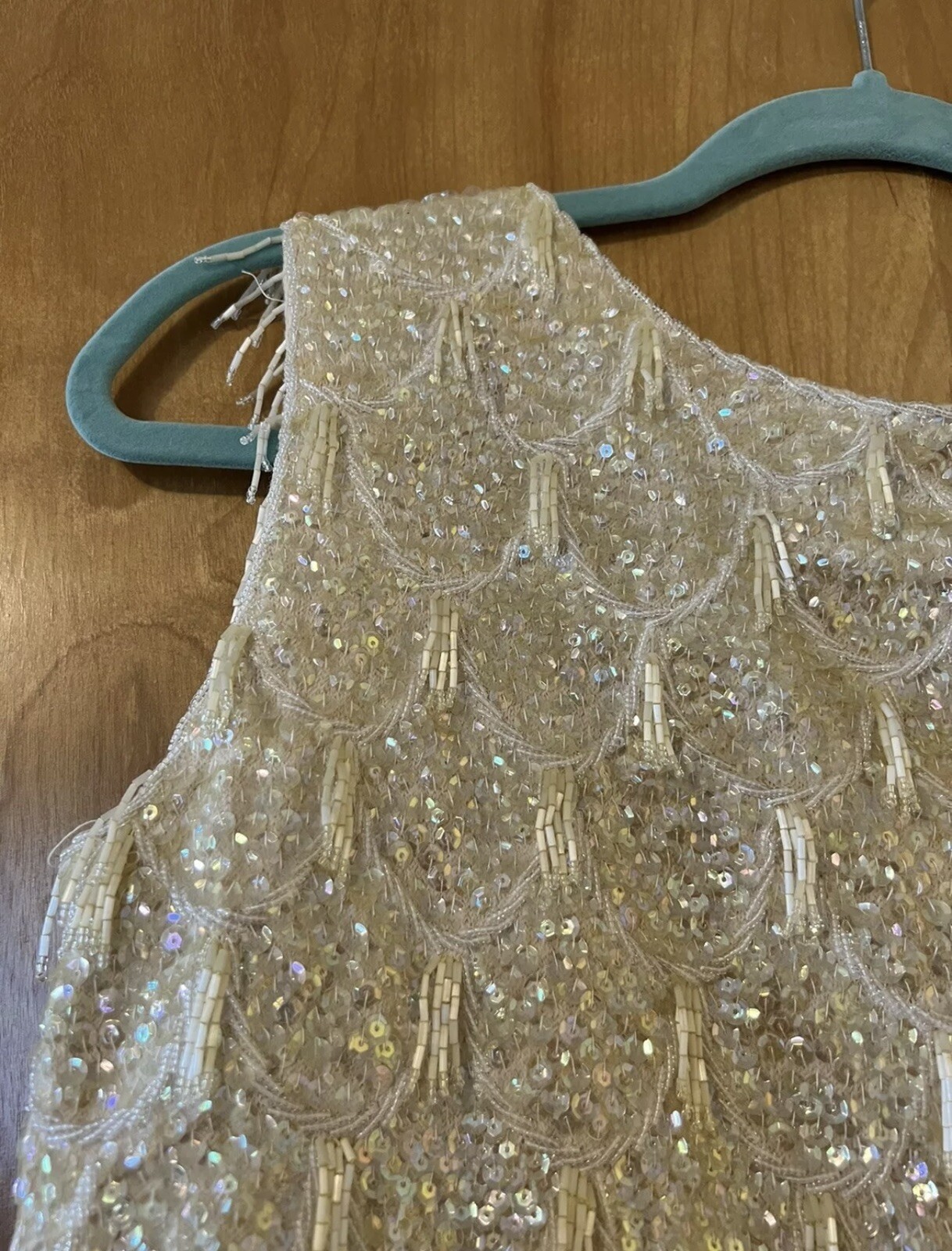 Kenzar Hong Kong Sleeveless Top Flapper Sequins Vintage Beaded Tassels Party 36