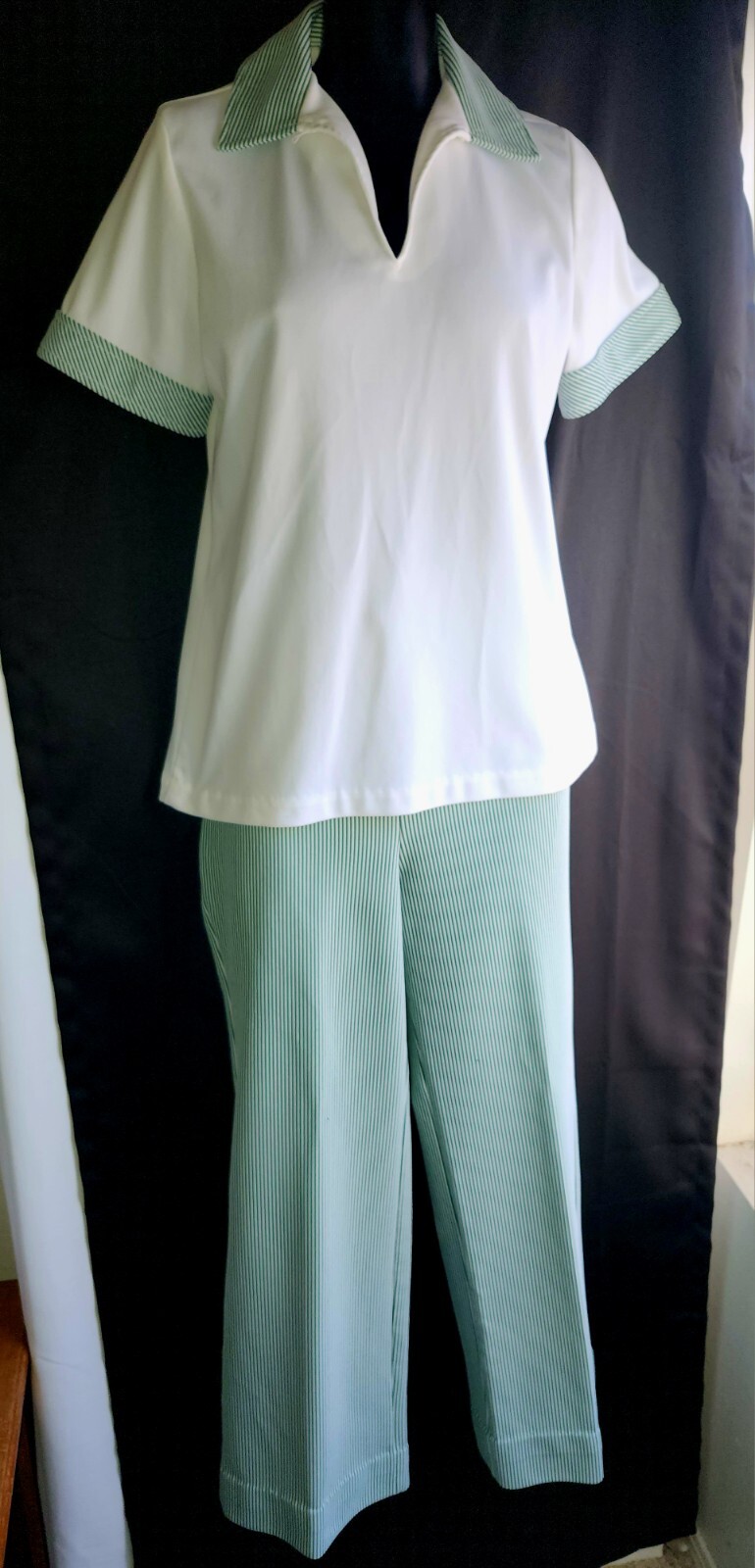 Costume Nerd Barbie Prep Vintage 70’s Stripe Stretch Pant Suit Pants Top Set 14