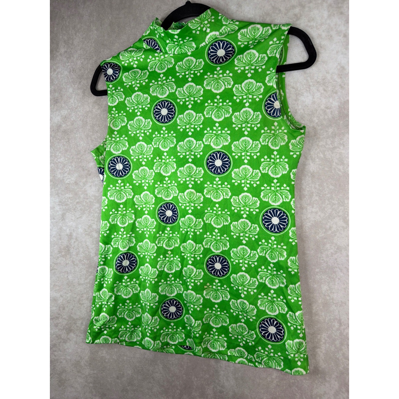 The Seventh i Sleeveless Top Womens Medium Green Vintage Mod Mock Neck Floral