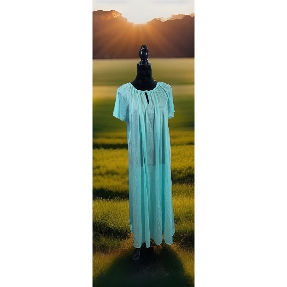 Vintage Sears Sheer Blue Nightgown One Size Cottagecore Grannycore