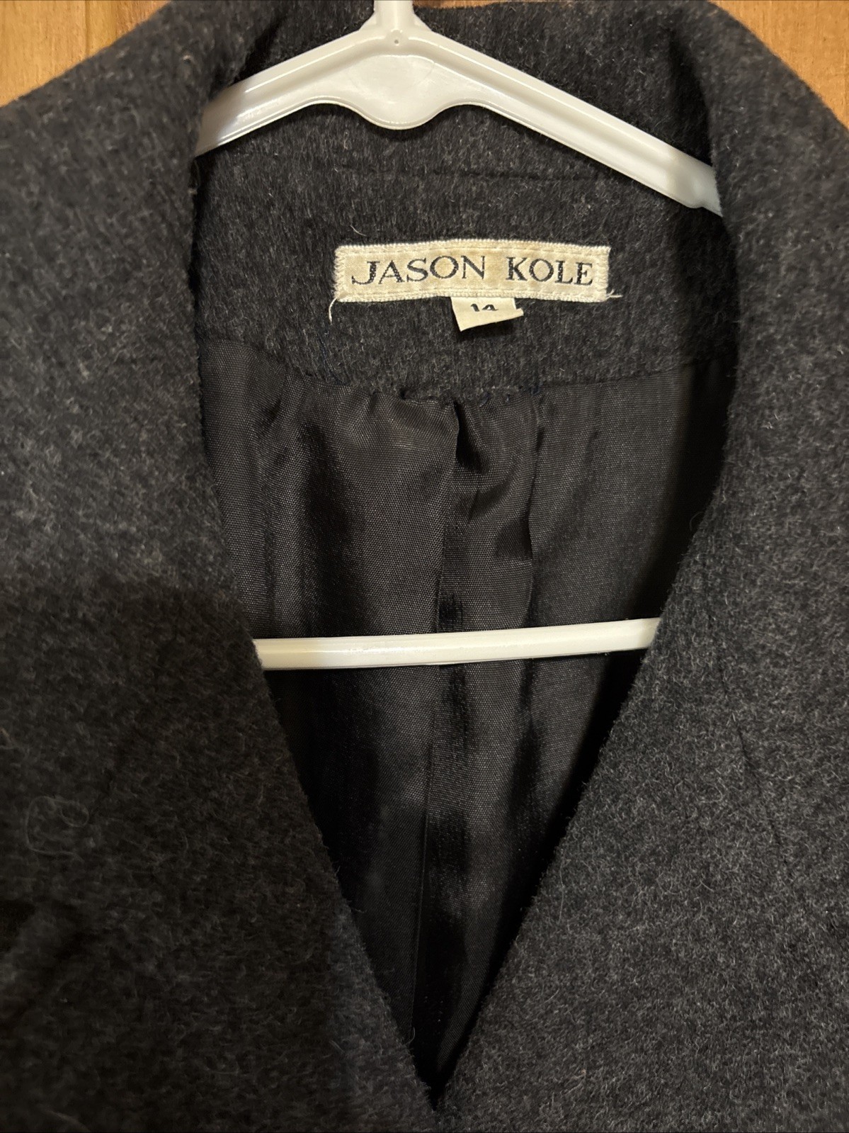 Nice Vintage Ash Black Double Button Down Jason Kole 100% Wool Woman’s Coat