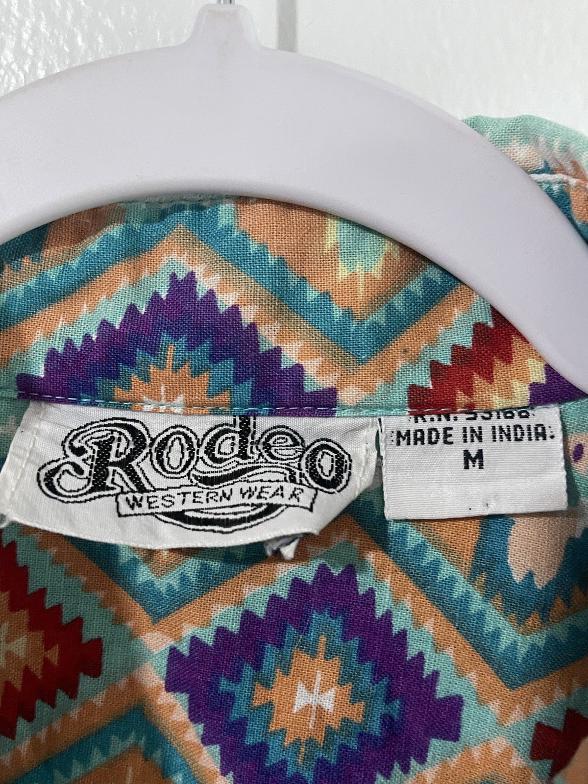 Vintage 90s Rodeo Western Wear Southwestern Aztec Shirt Womens M Concho Button