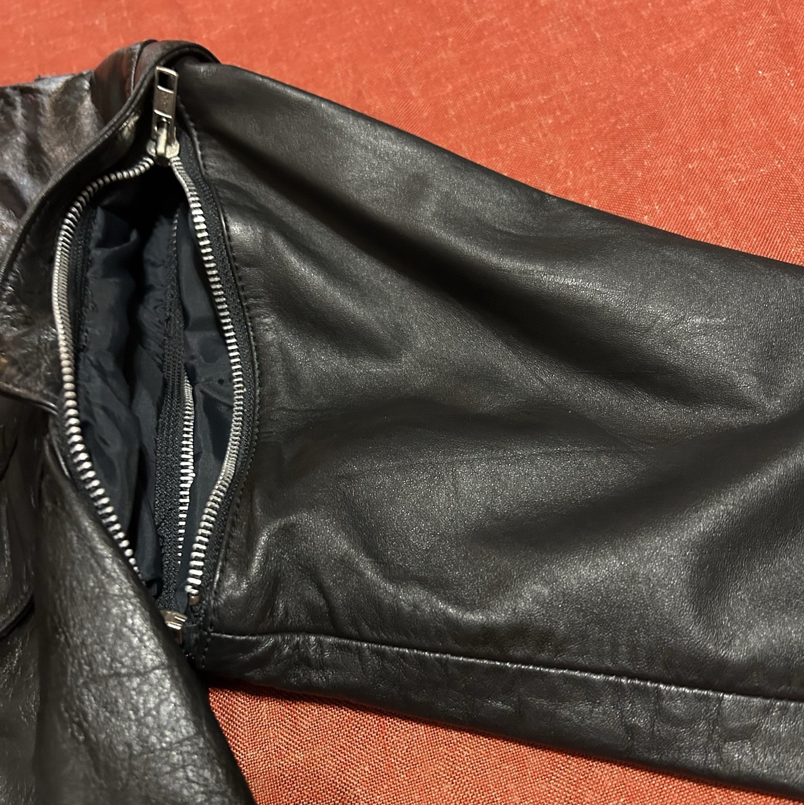 Vintage 80s Black Leather Jacket Small Detachable Sleeves Studs Punk Grunge Moto