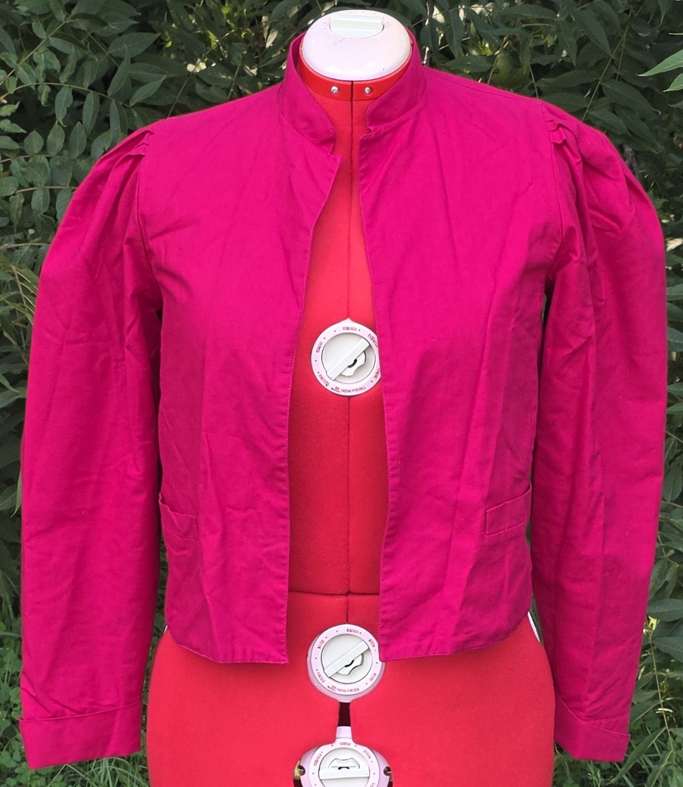 Vintage 80s Laura Ashley Hot Pink Puff Sleeve Blouse Jacket Made In Ireland Size