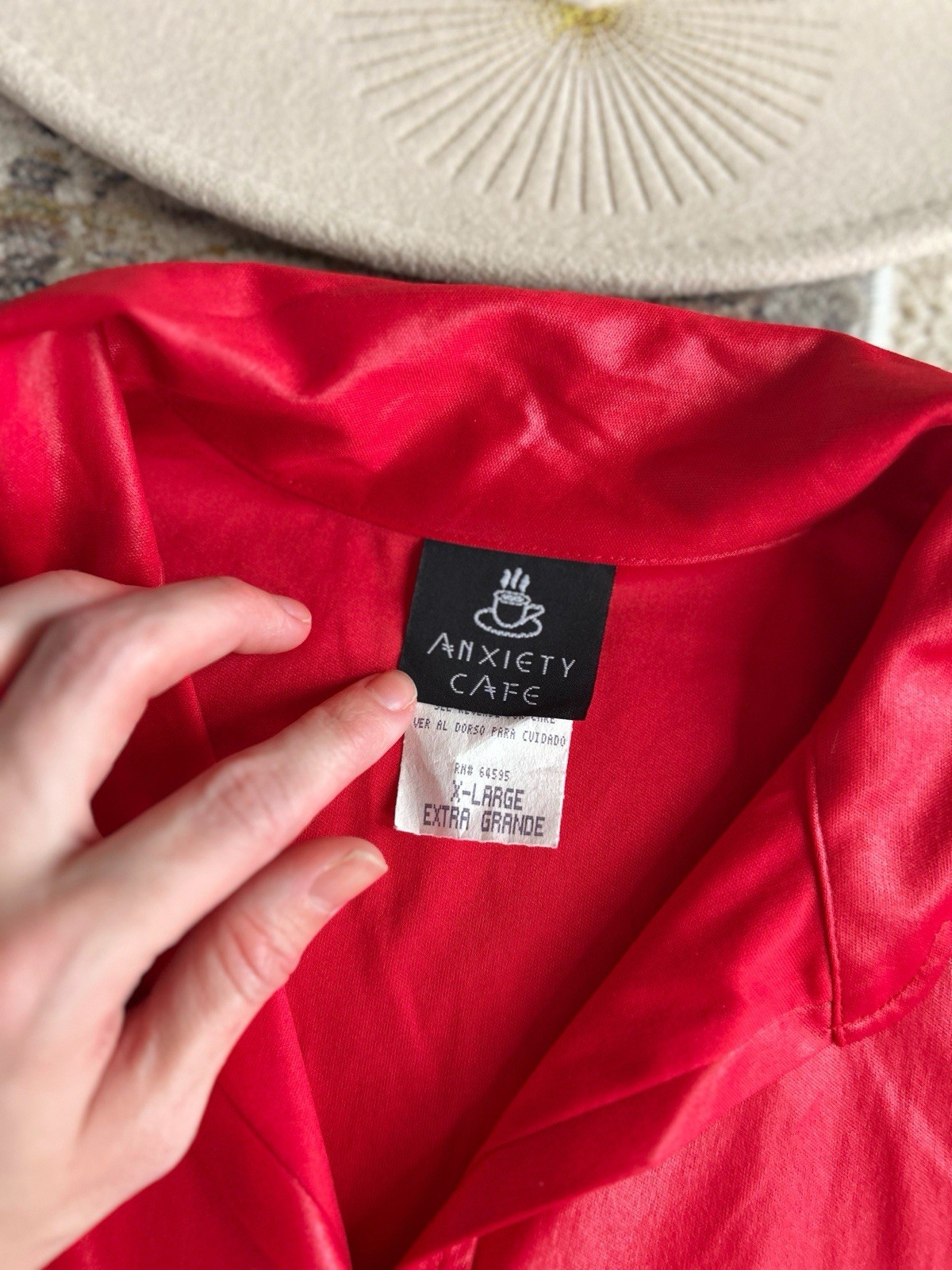 Vintage Anxiety Cafe 90s Red Faux Pleater Top XL