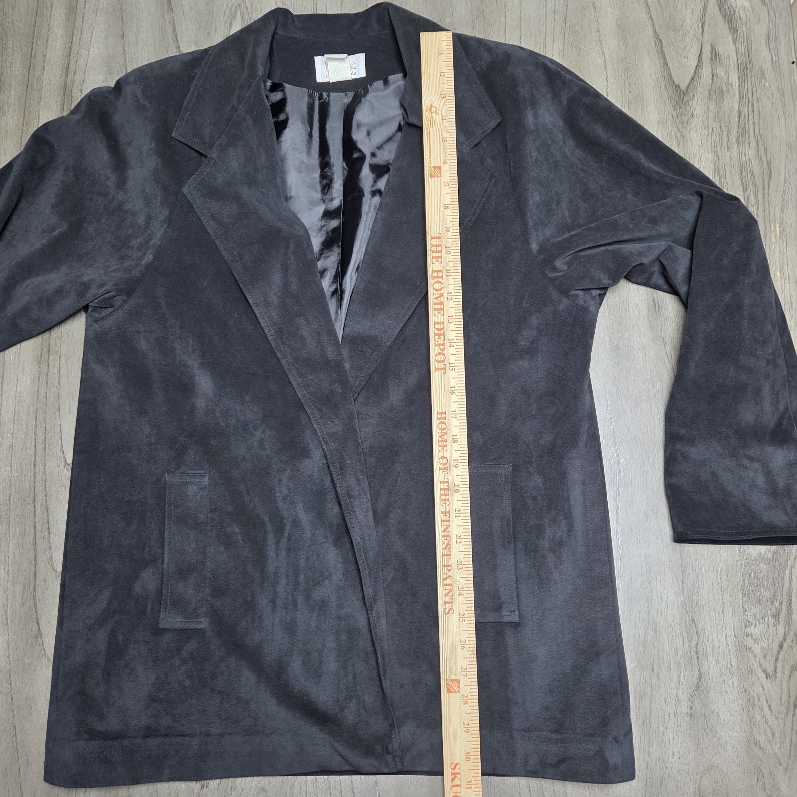 Vintage Da-Rue Faux Suede Open Blazer Jacket Brown Size 14 Longline USA Made
