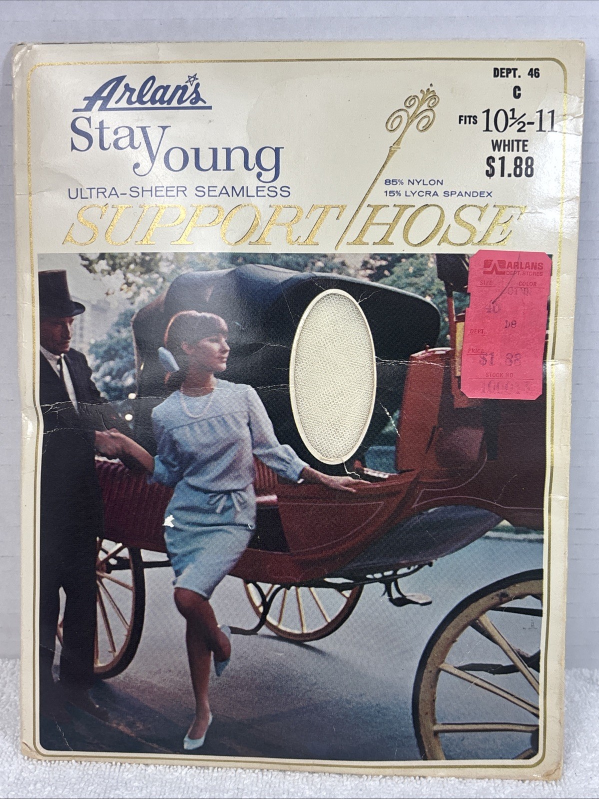 VTG Arlan’s Stay Young Ultra Sheer Seamless Support Hose Fits 10.5-11 White 1967