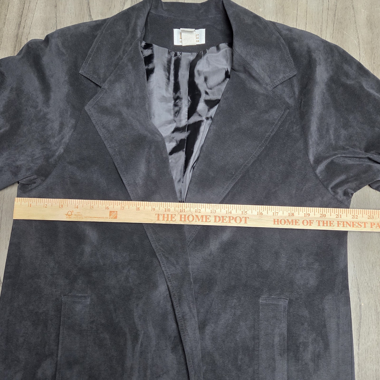 Vintage Da-Rue Faux Suede Open Blazer Jacket Brown Size 14 Longline USA Made