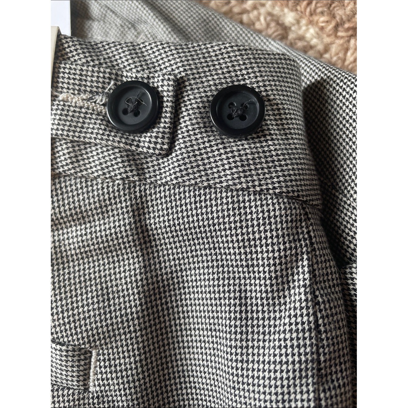 NWT Vintage Y2K Gap Tailored Trousers Pants Black & White Houndstooth Size 14