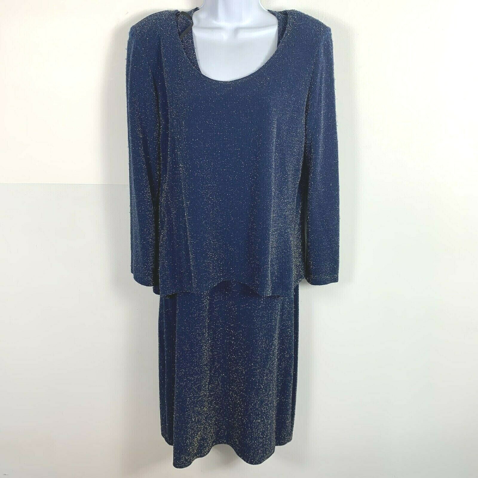 Rabbit Rabbit Rabbit Designs Dress Sz 10 Blue Sparkle Y2K Glam VINTAGE KN24