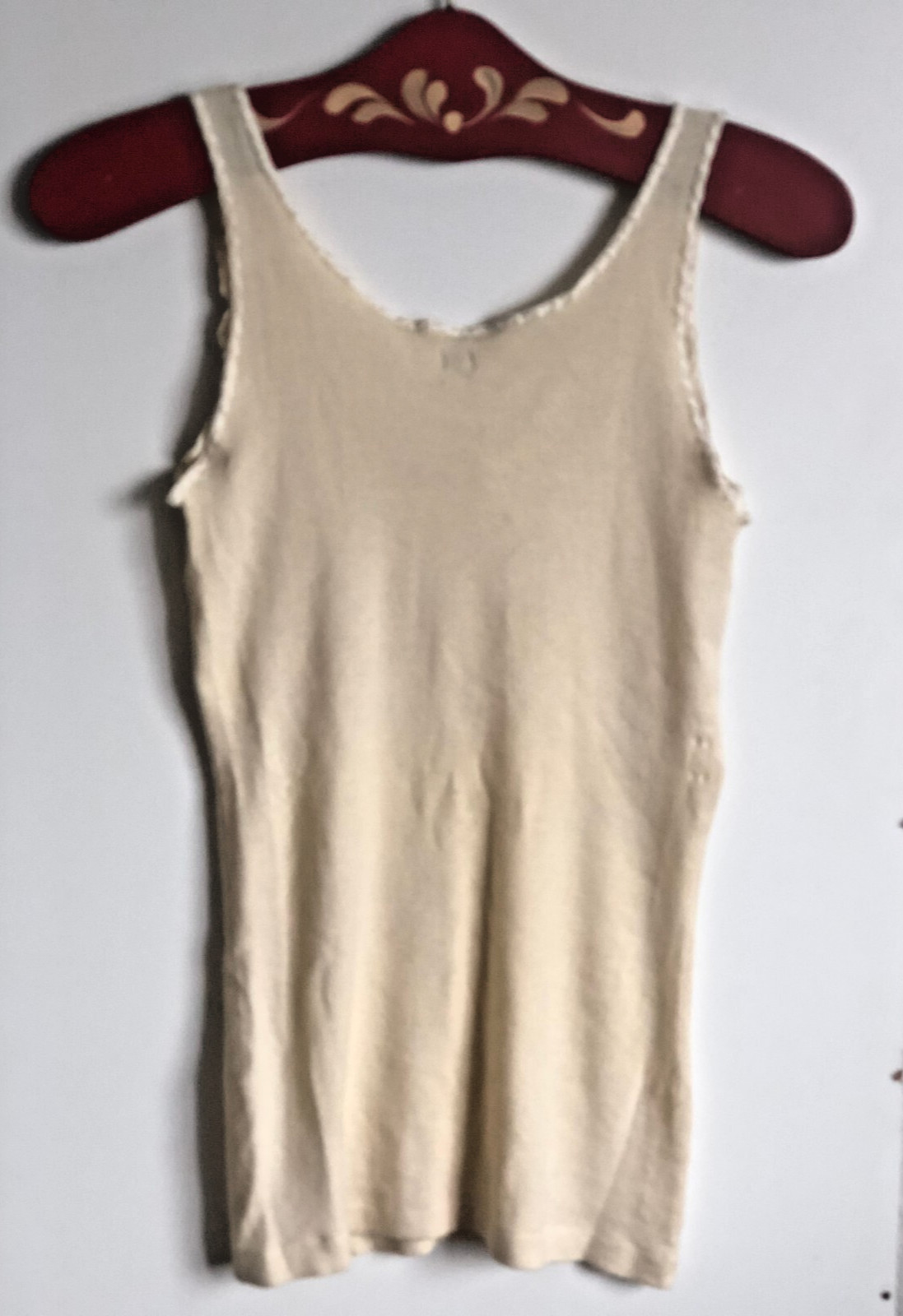 vintage retro 60s Berger Ribana undershirt top natural size 40 virgin wool woven ribbon