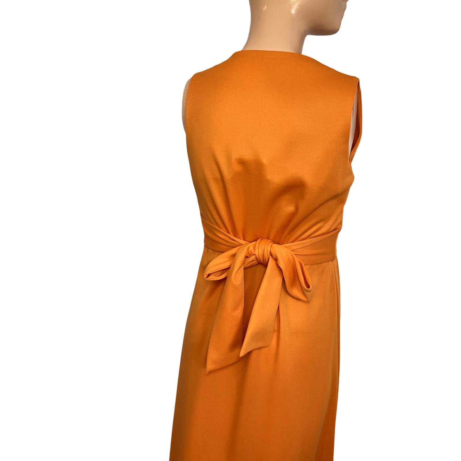 VTG 70s Toni Todd Orange Maxi Dress S Double Knit Polyester Faux Wrap Belted