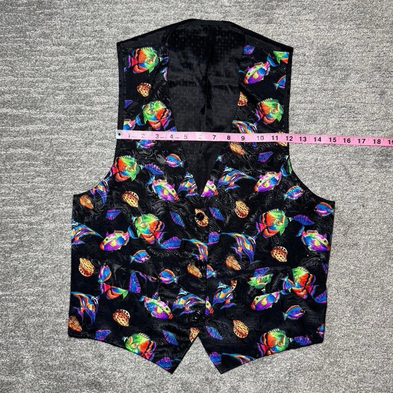 Vintage 80s/90s Unique Formalwear Vest With Unique Tropical Fish Pattern Size S