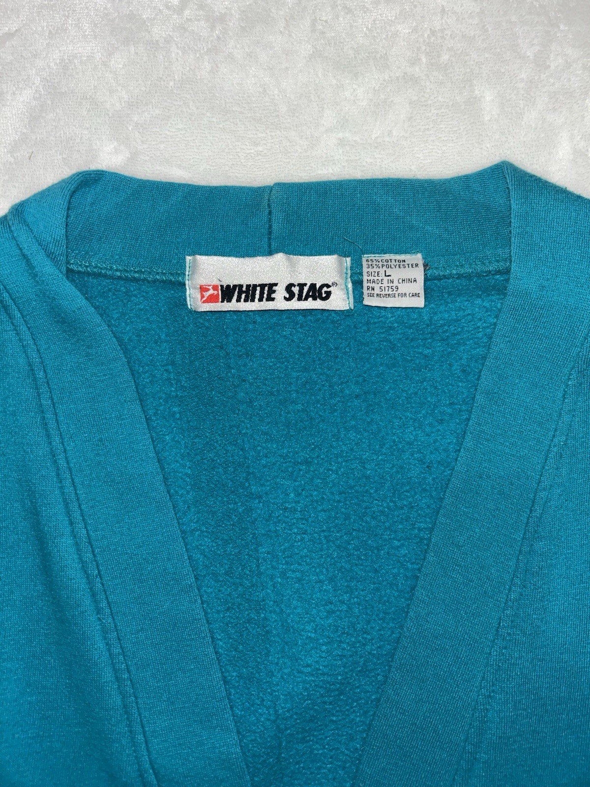 Vintage White Stag 90’s turquoise cardigan sweatshirt jacket w/ Side Pockets