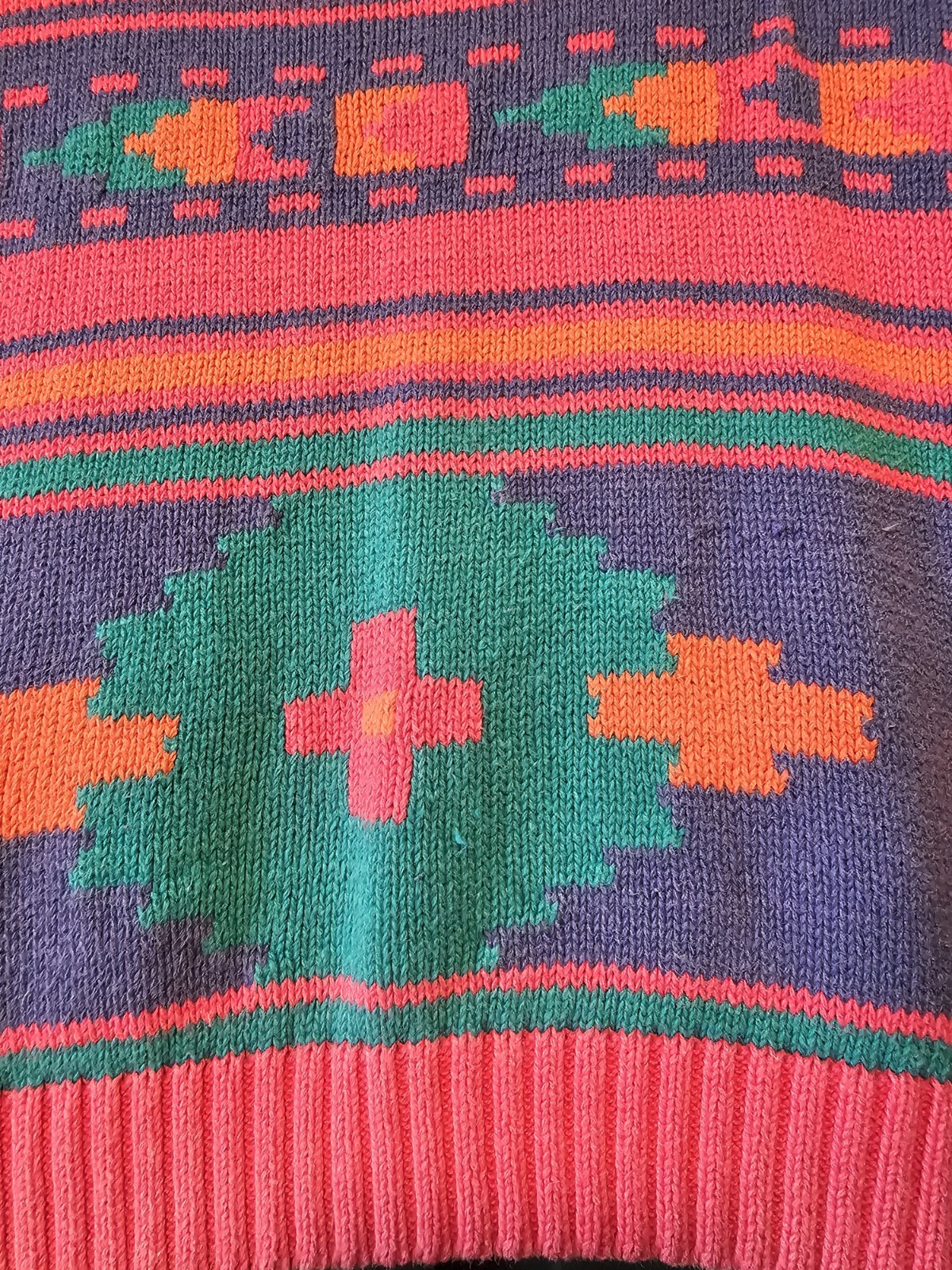 Vintage 80s 90s Nuovo Southwestern Aztec Sweater M Pink Purple Geometric Tribal