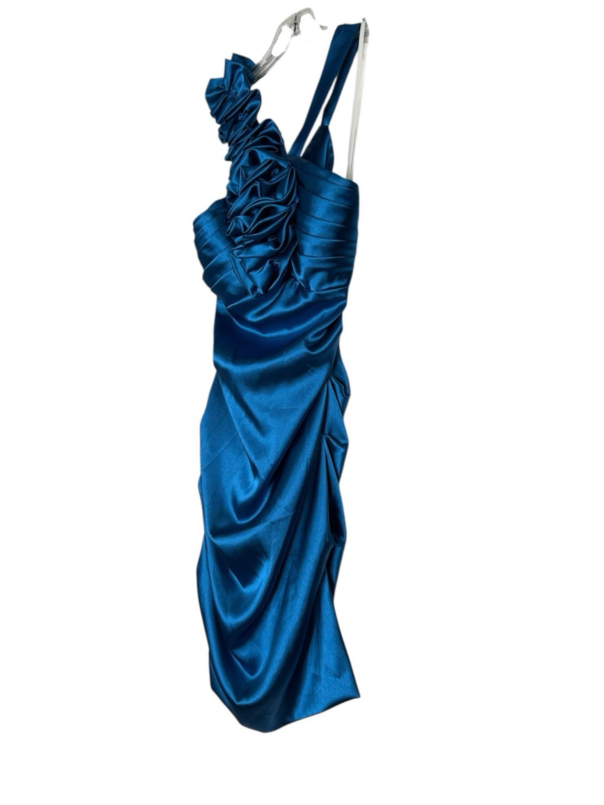 Vintage BLONDIE NITES Gorgeous Blue Formal Prom Party Wiggle Bodycon Satin Sexy