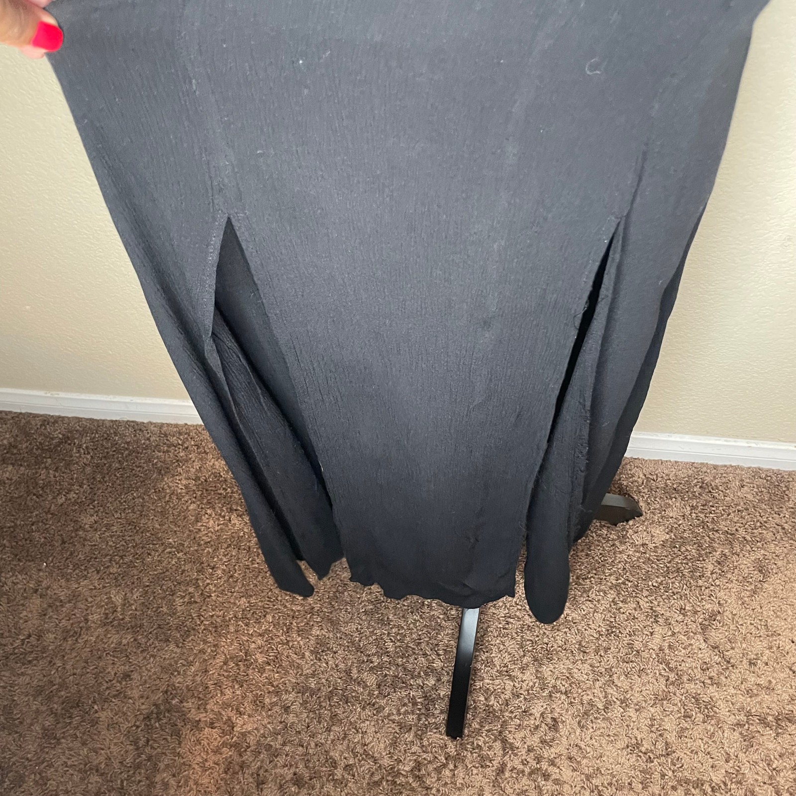 Vintage Wet Seal Black Open Back Double Slit Maxi Dress XS 90s Whimsigoth Y2K