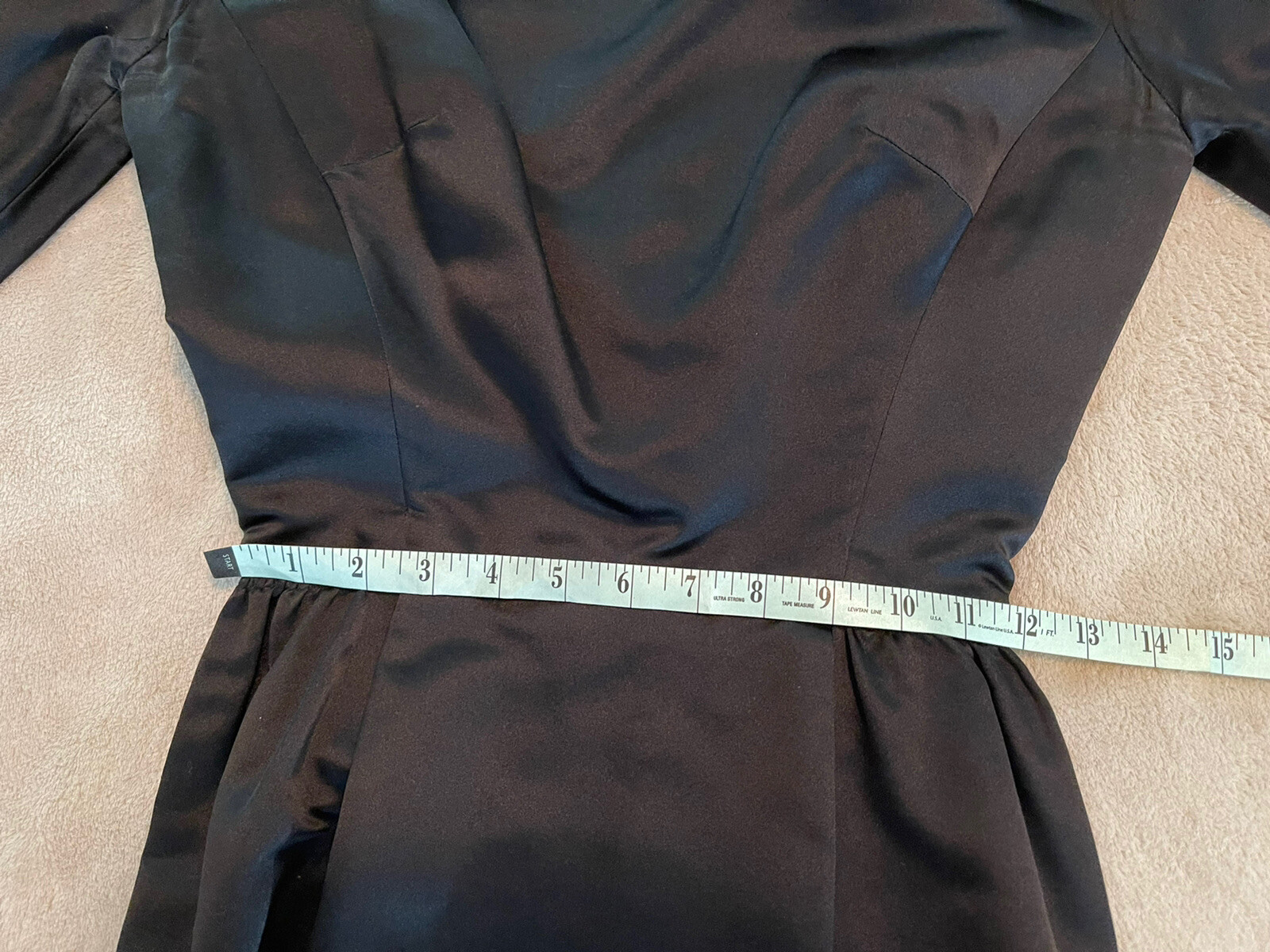 HARVEY BERIN ORIGINAL Black Satin Beaded Dramatic Dress Audrey Hepburn Style