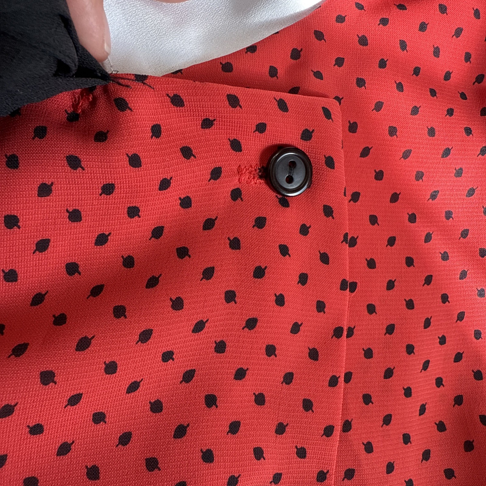 Amy-Deb Women’s Dress 14 Red Black Polka Dot White Collar Button Belt VTG Retro