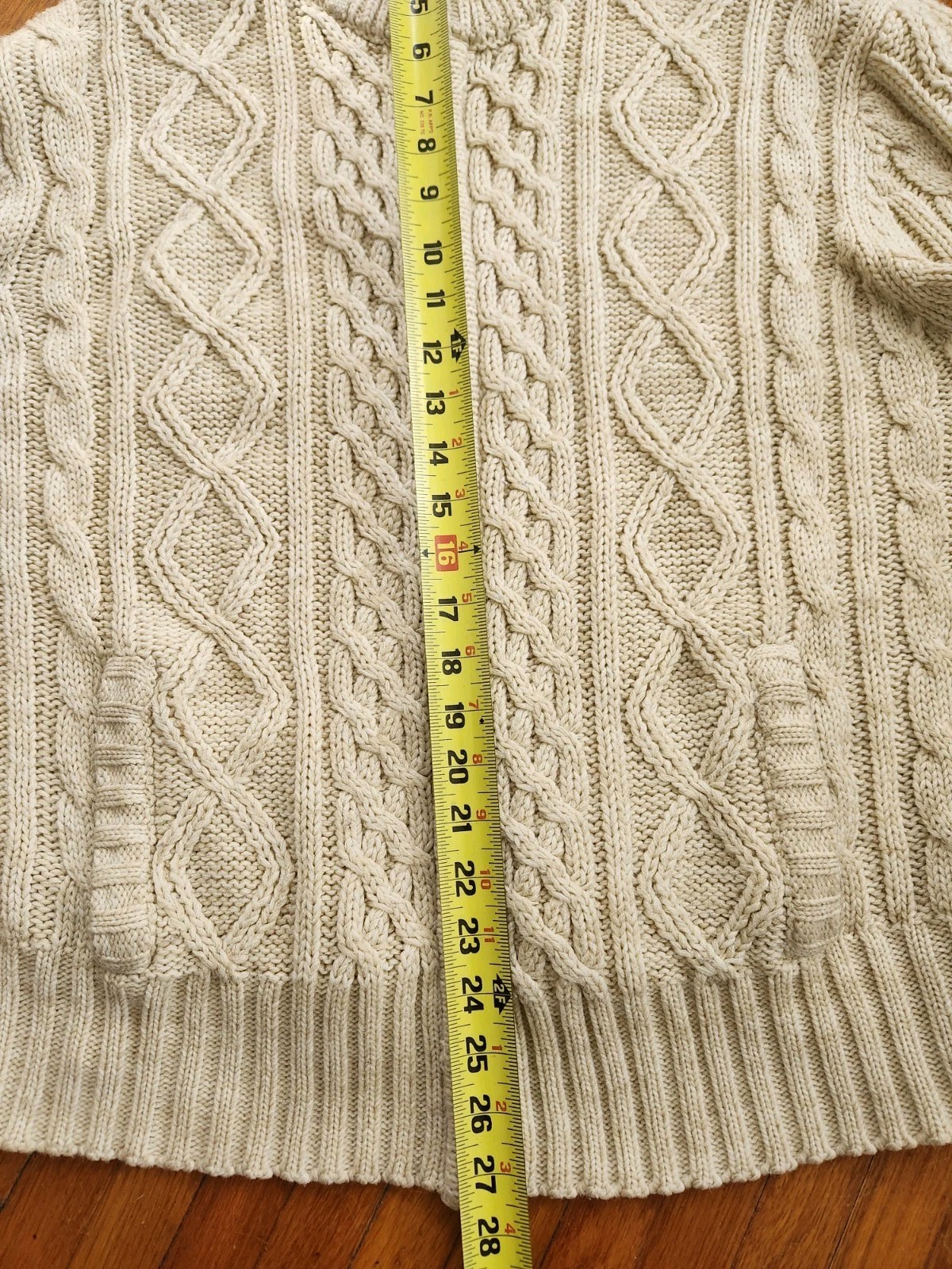 Vintage Thane Cable Knit Zip Up Sweater Cream Color Trendy GPA Sweater