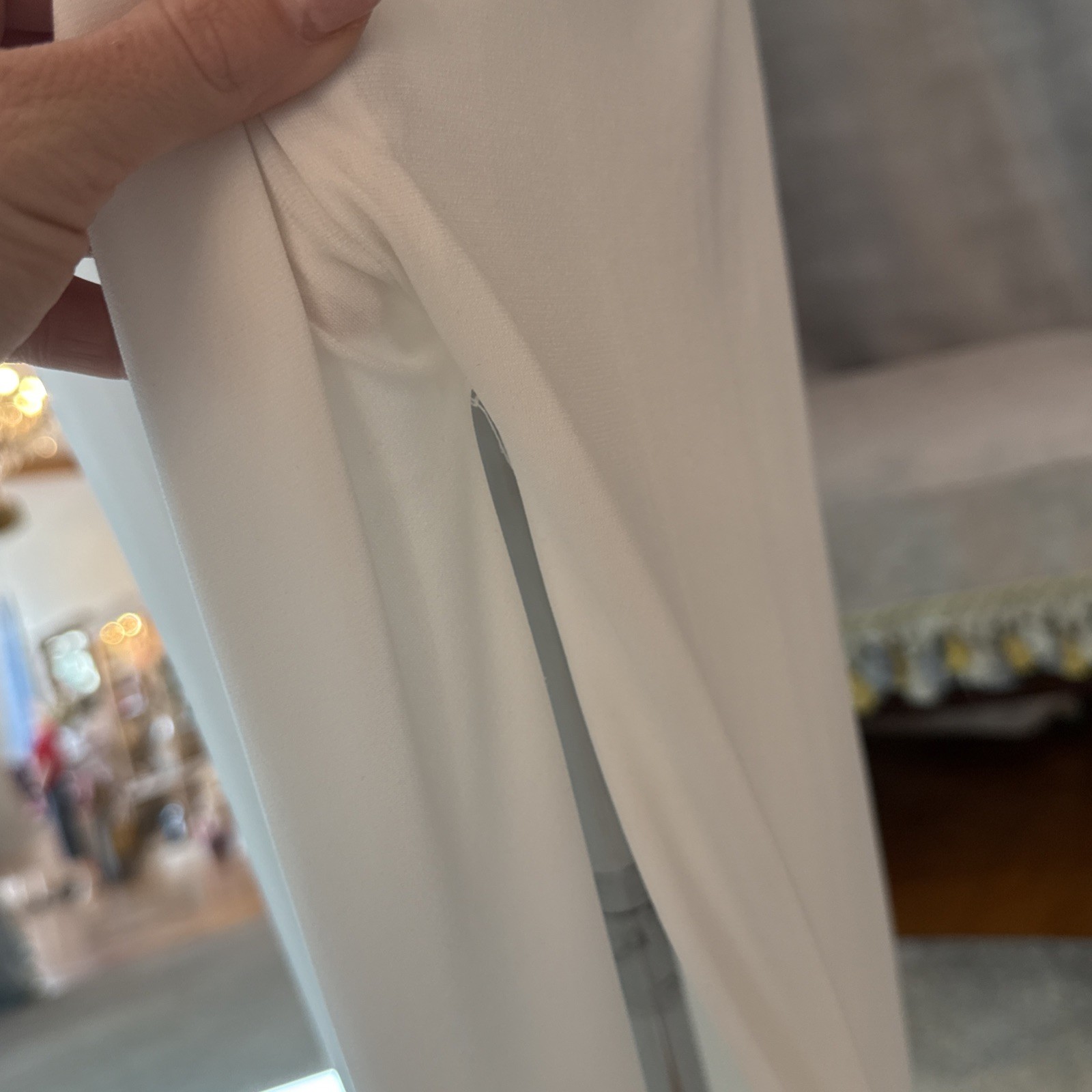 Vtg Rubber Ducky made in USA white formal long wedding dress side slit sz S 90s