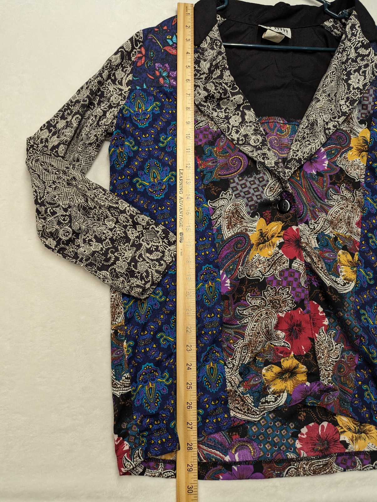 JRS ONLY! California Vintage Retro Floral Patchwork Single Button Blazer Large