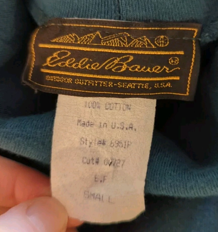 Vtg 90s Eddie Bauer maxi dress S turtleneck Cotton Jersey Knit Teal Fit & Flare