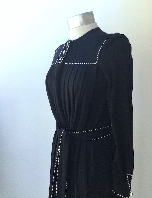 Vintage 1970’s John Bates Jean Varon Long Black Jersey Dress