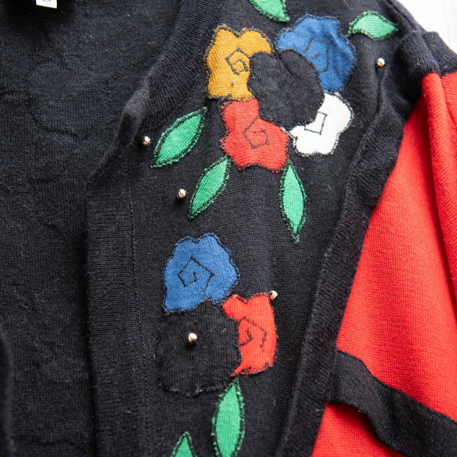 VTG GrandmaCore Sweater XL Colorblock Bold Retro Maximalist Eclectic Artistic