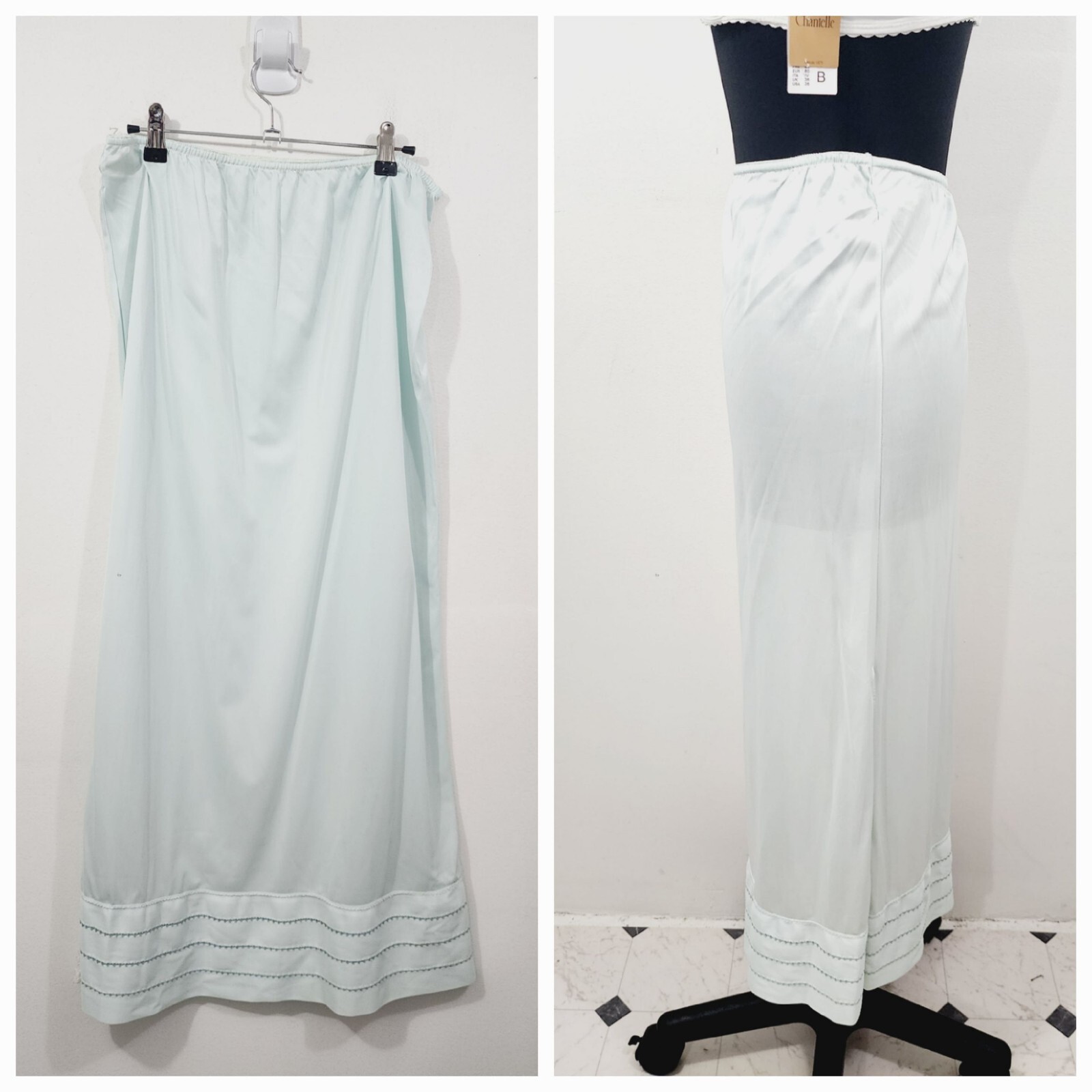 Vintage Camelot 1970s Anti-cling Mint Green Antron Nylon Maxi Slip Women’s Sz L
