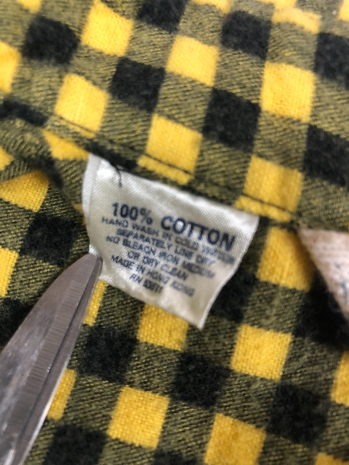 Vintage Indygo Kenar Yellow and Black Flannel Shirt Womens Free Size 100% Cotton
