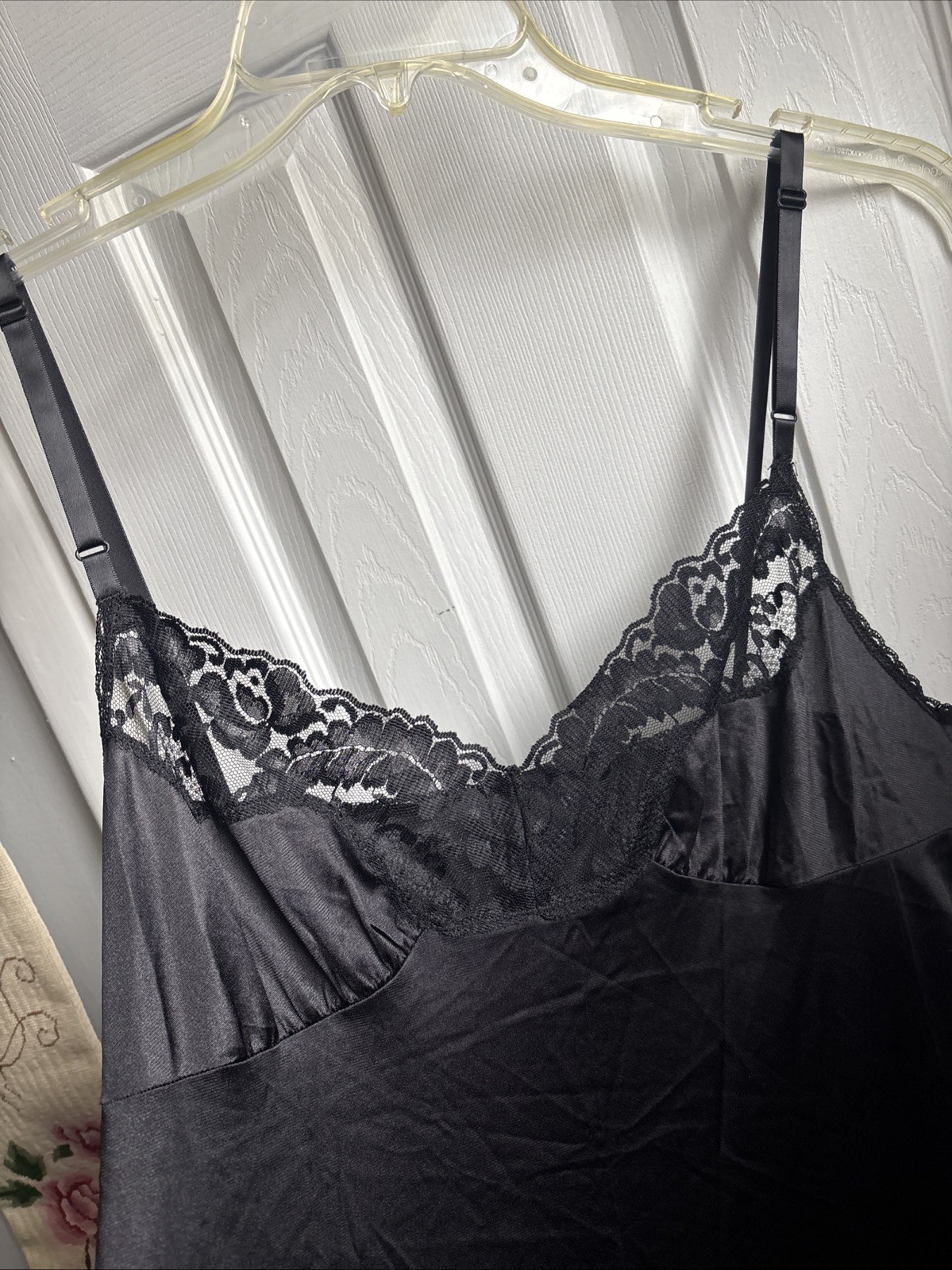 Vassarette Black Full Slip, Lace Trim Dress, Vintage, Lace, Size 42 10-805