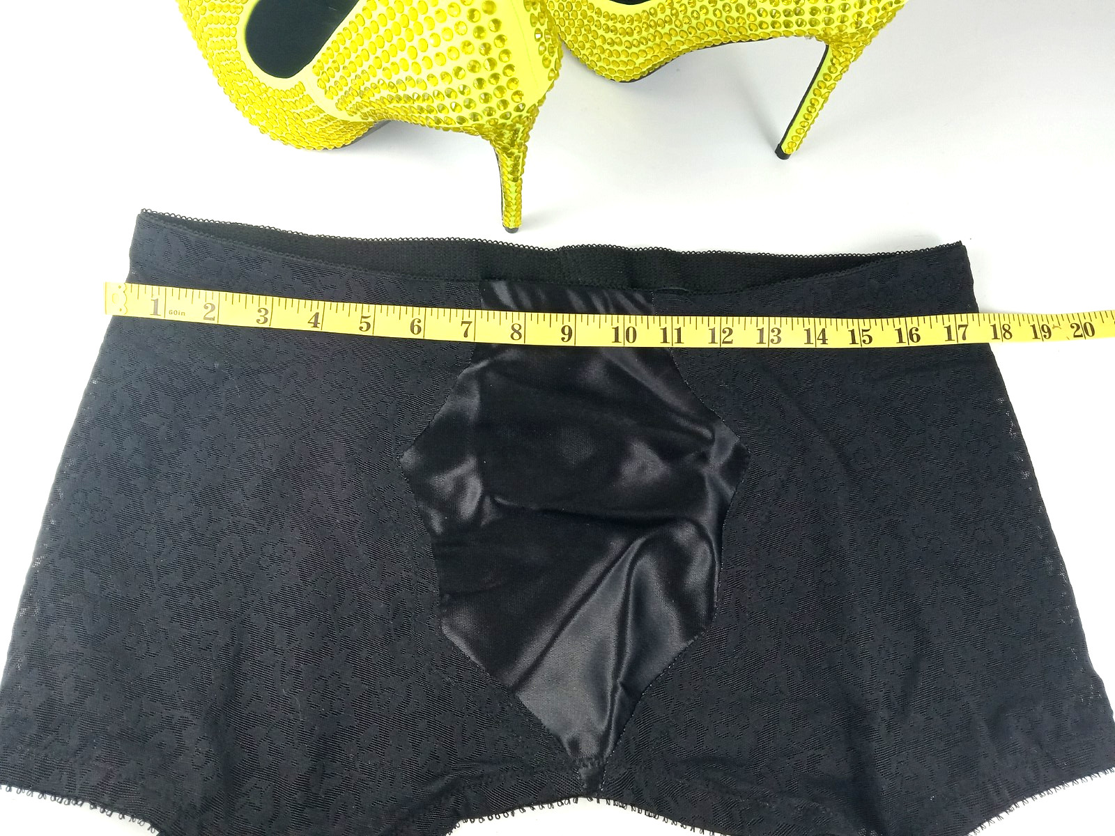 SZ 44 LARGE UP TO SZ 34 WAIST SEXY SATIN FRONT OPEN BOTTOM GIRDLE 4 METAL GARTER