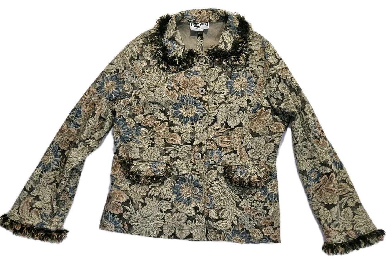 Cottagecore Jacket L Tapestry Floral Bell Sleeve Fairy Whimsy Y2K Country Vtg