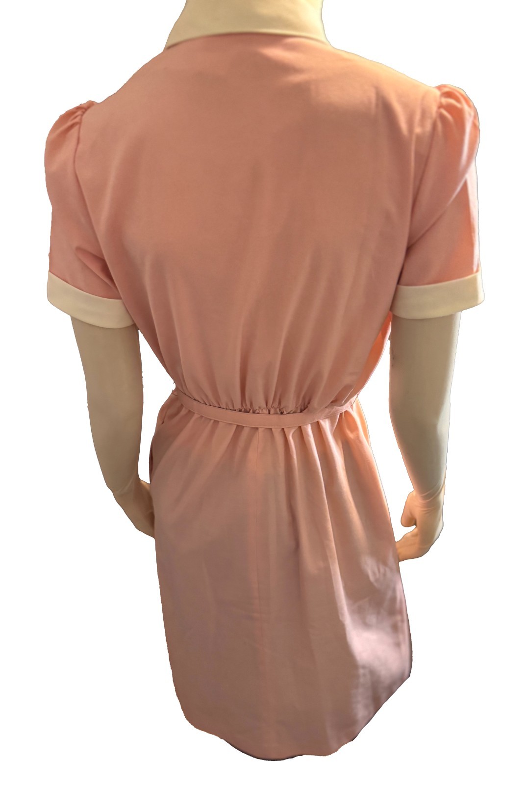 Vintage 50s 60s Pink Shirtwaist Dress w/ Belt Pintuck Bodice Secretary Mad Men