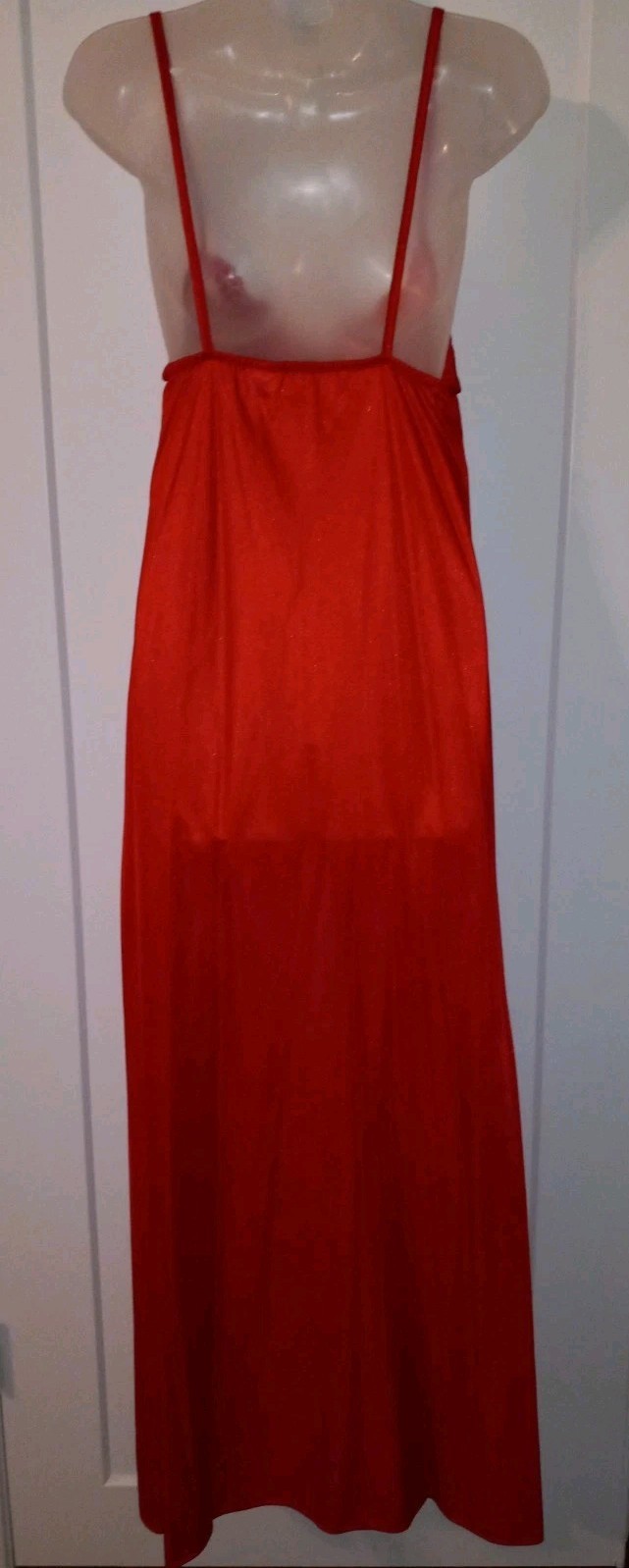 Vintage 80s Taryn Alexander Red Lace Nylon Nightgown Peignoir Lingerie Set M EUC