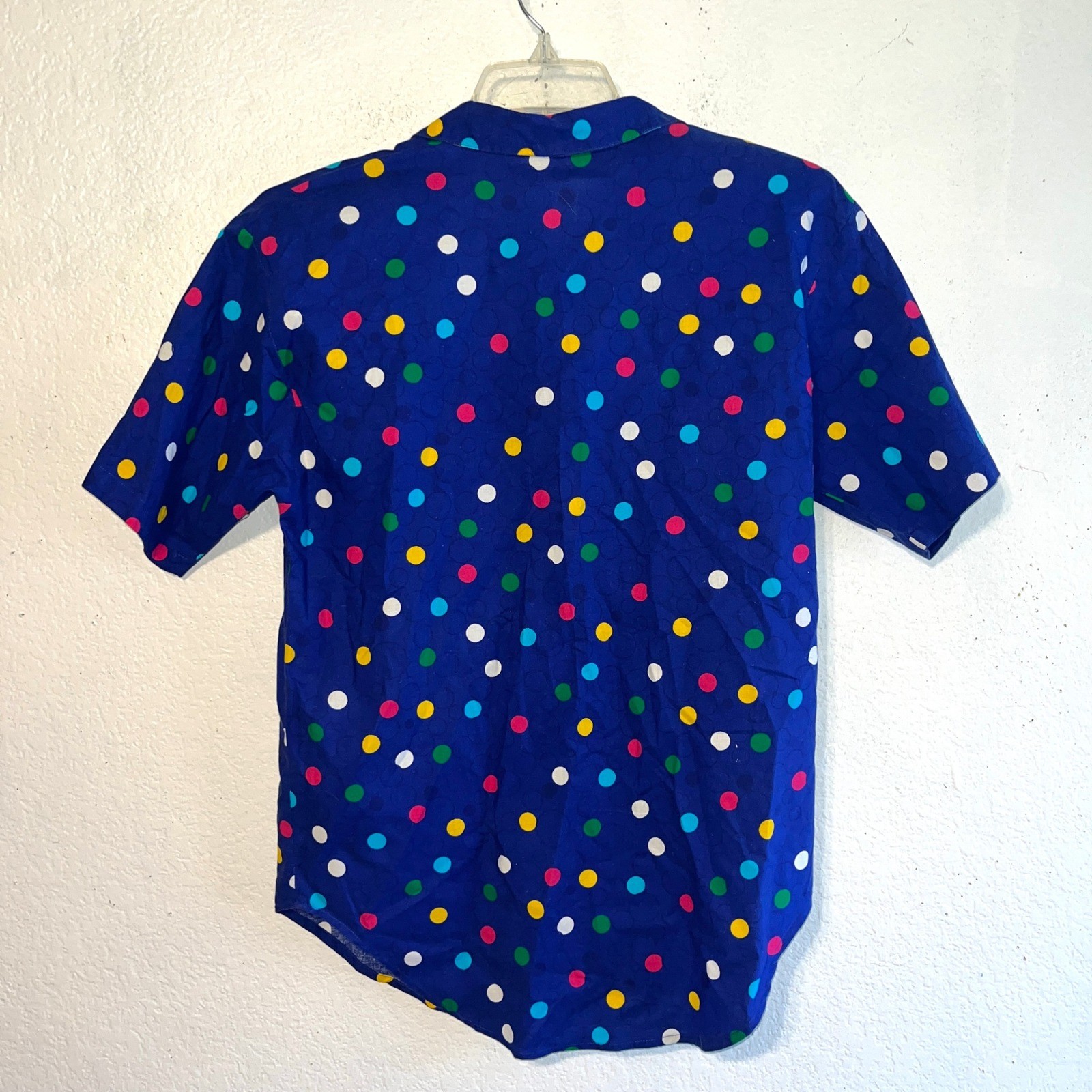 Women’s Vintage Impressions of California Blue Polka Dot Button Up Shirt Small