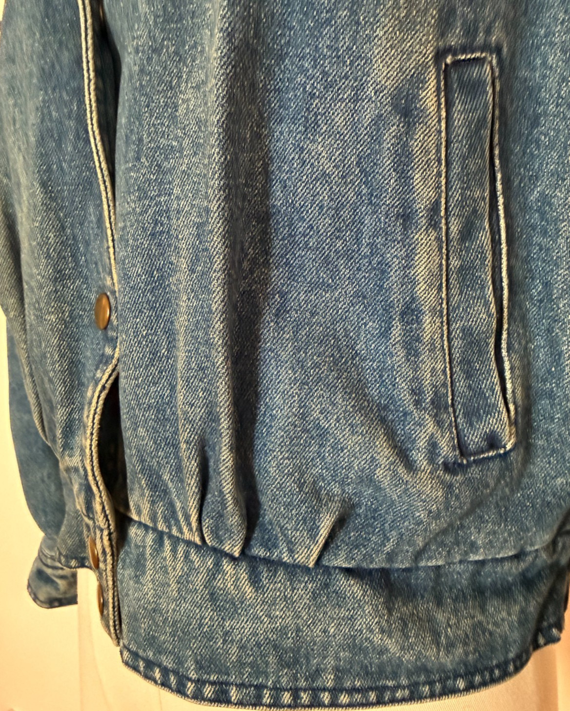 Vintage 80s Denim Puff Sleeve Jacket Cropped Cinched Waist Lined Insulated XS