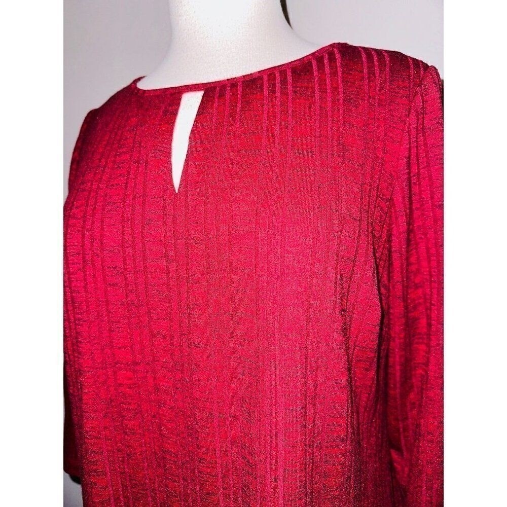 Chicos Dress Ribbed Red Brand New Long Sleeve Modest New NWT Size 1 Women’s A9