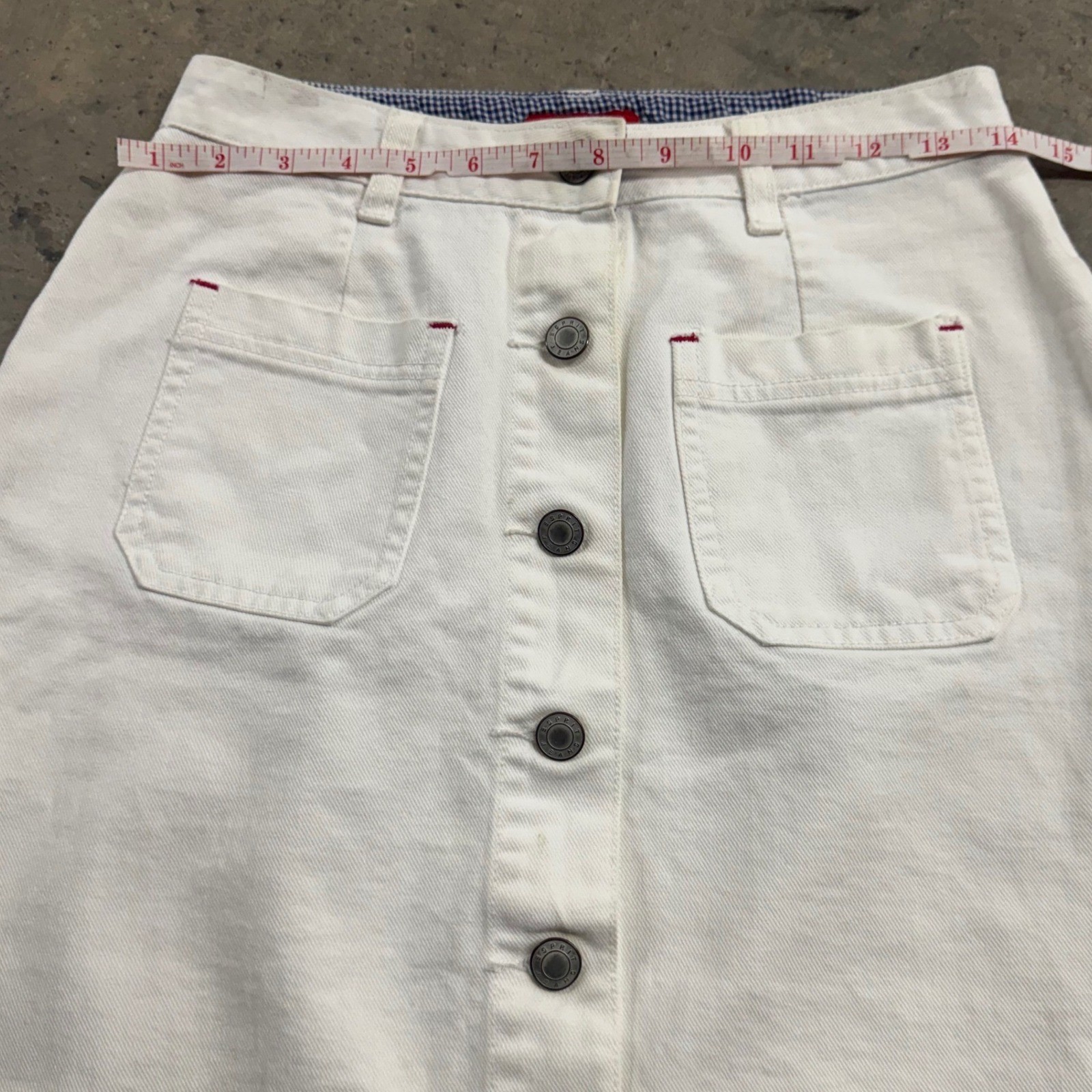 Esprit White Button A- line Mini Skirt S/5 Basics Western Y2k Retro Classic