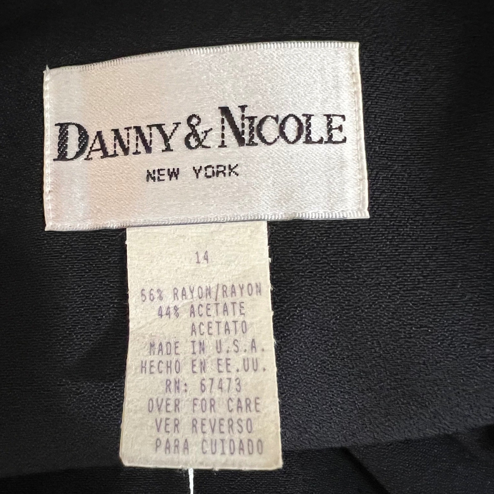 Vintage Danny & Nicole Black Rayon Tuxedo Maxi Dress Double Breasted Size 14