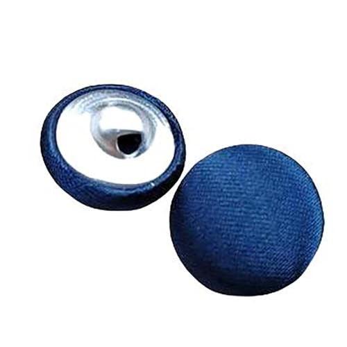 20 Pcs Satin Covered Metal Shank Buttons Cloth Buttons for 15mm Dark Blue