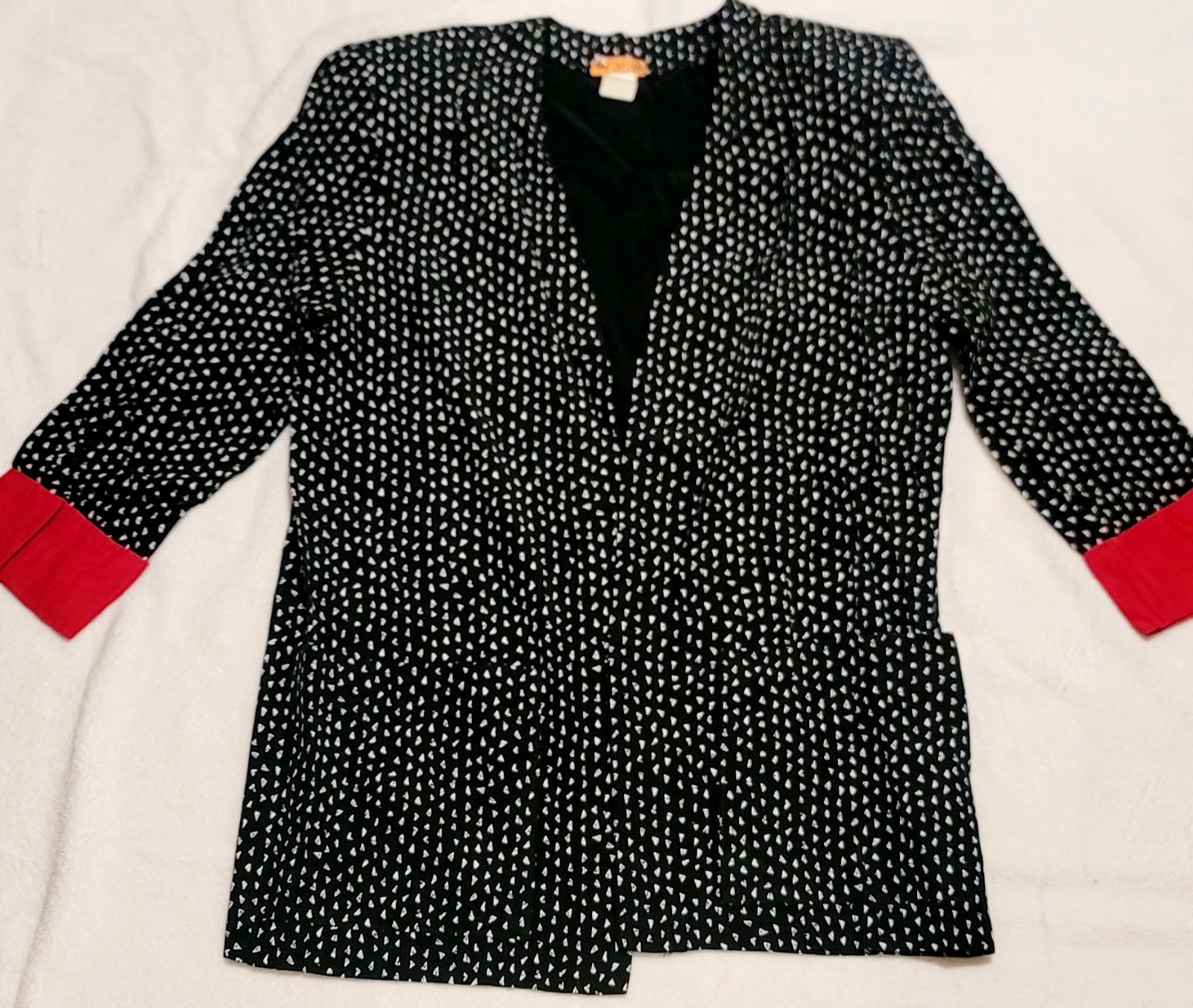 Vintage Black, White And Red Triangle Design Blazer/ Coat W/ Pads Sz 18/20