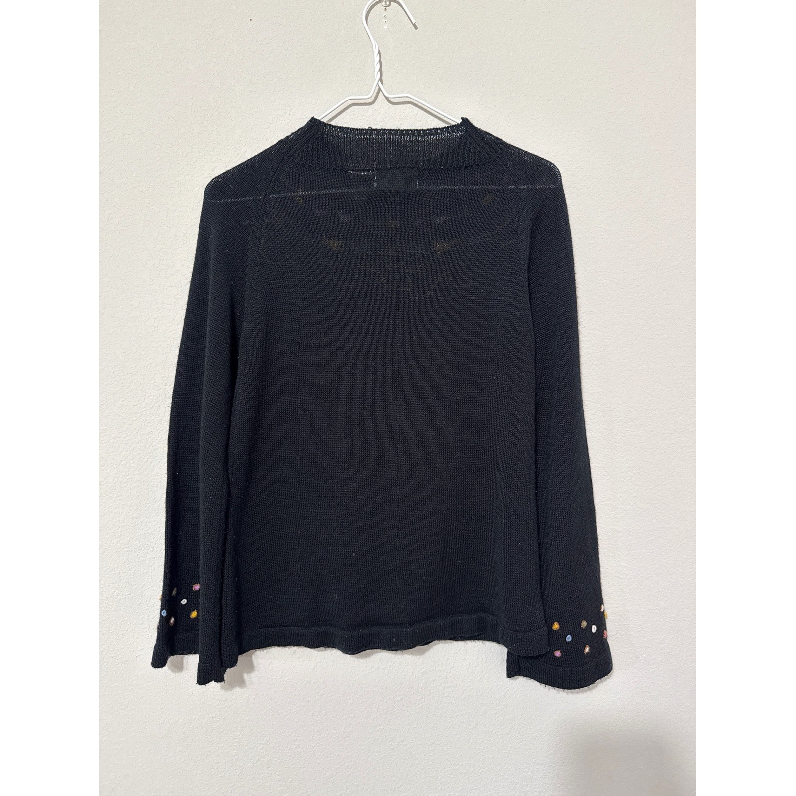 VTG Tami Women’s Black Embroidered Yoke Sweater Size Large Cottagecore