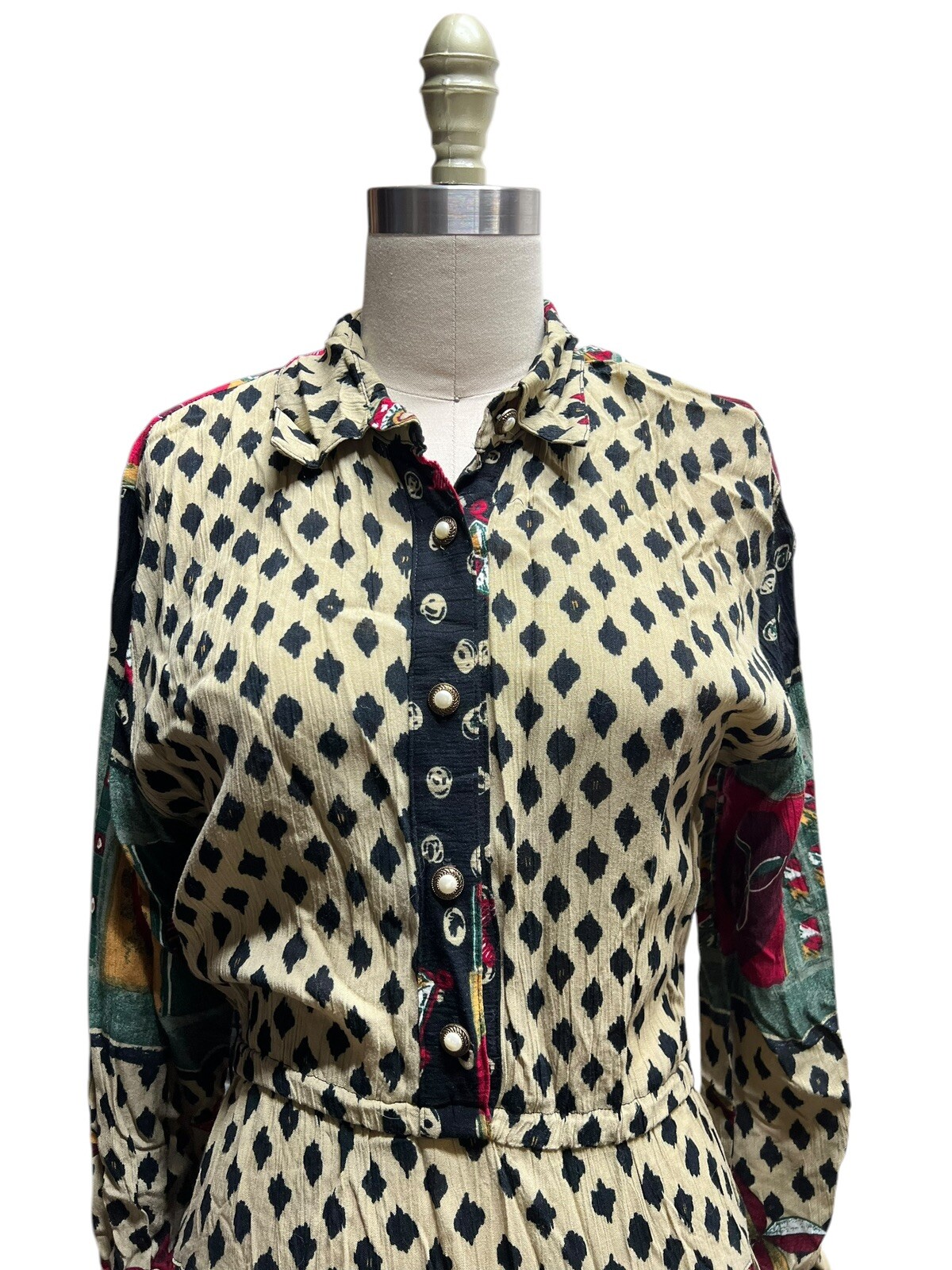 Vintage D. Frank Women’s Western Rayon Colorful Artsy Swing Dress USA Made SZ 6