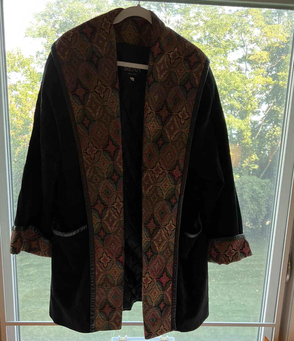 Vintage 1980s 90s Black Suede Coat Women’s Size M Siena New York