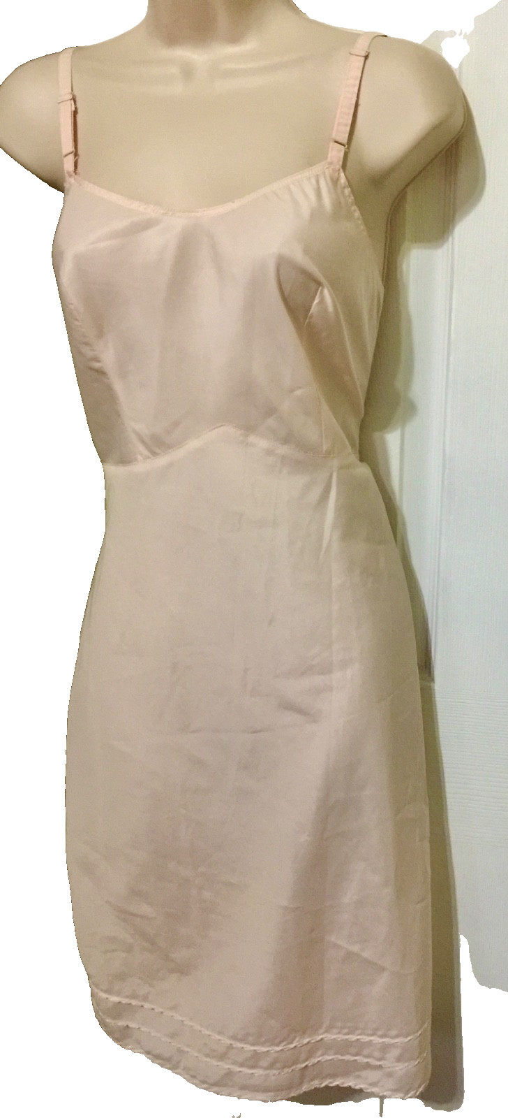 women’s 50s full slip taffeta snip- it pail pink nylon size 34