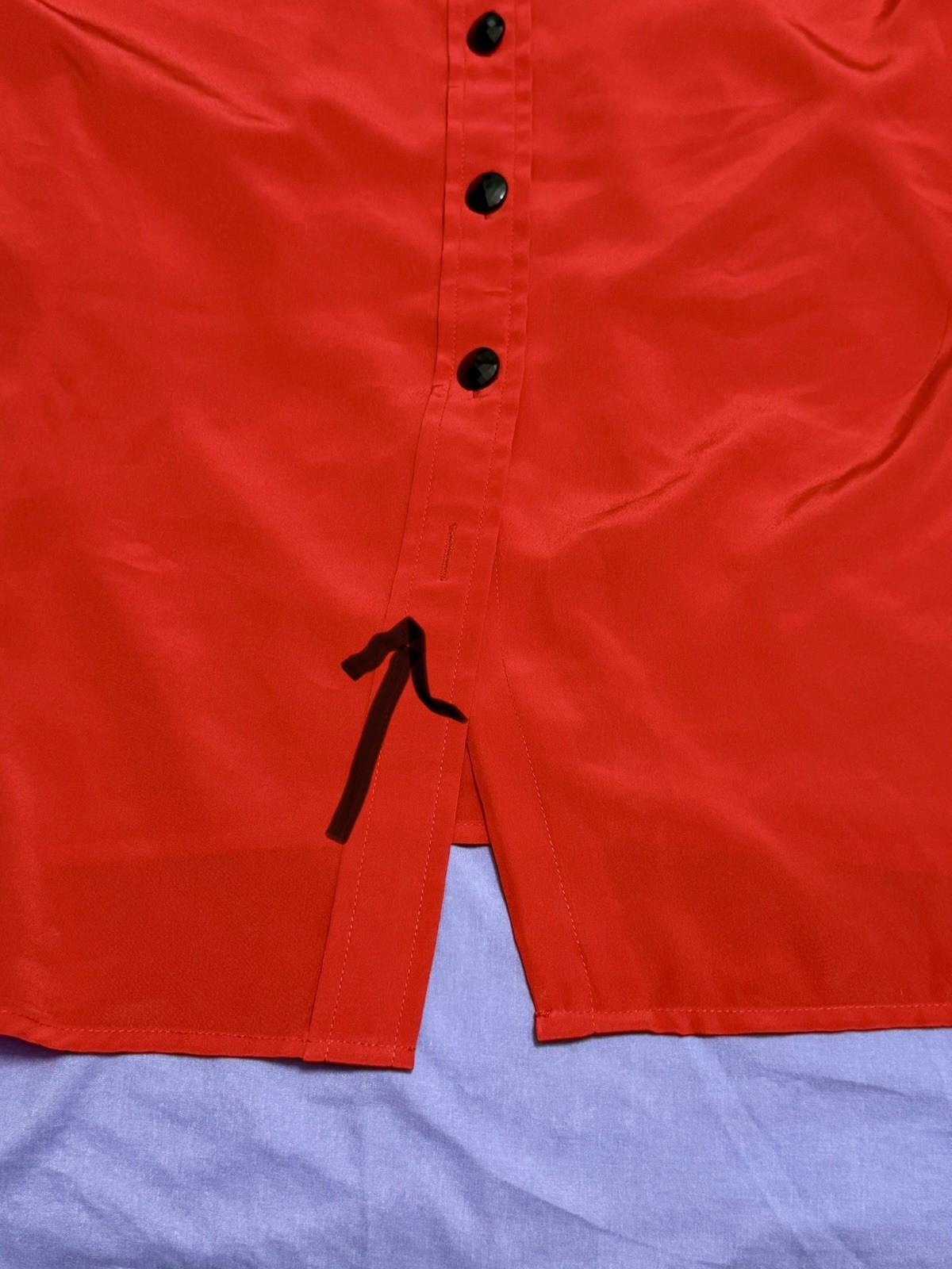 VTG Evan Picone Hong Kong Satin Cherry Red Blouse 14 Office Siren Quiet Luxury