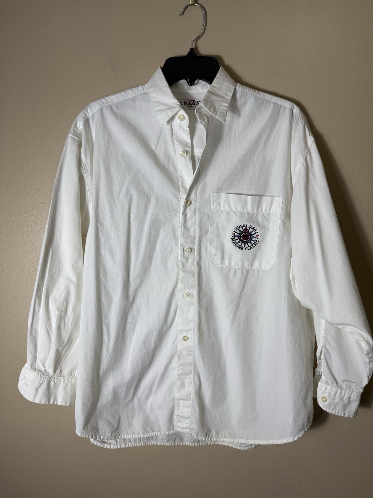 Vintage GUESS USA Marine Classic Shirt Womens M Made In USA 90s Y2K